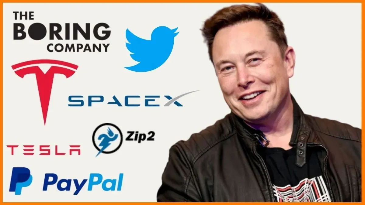 Elon Musk og logoene til alle selskapene hans
