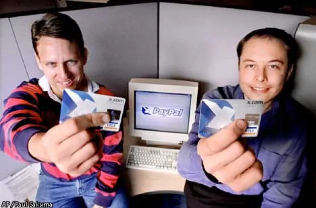 Peter Thiel og PayPal-grunnlegger Elon Musk, 2000